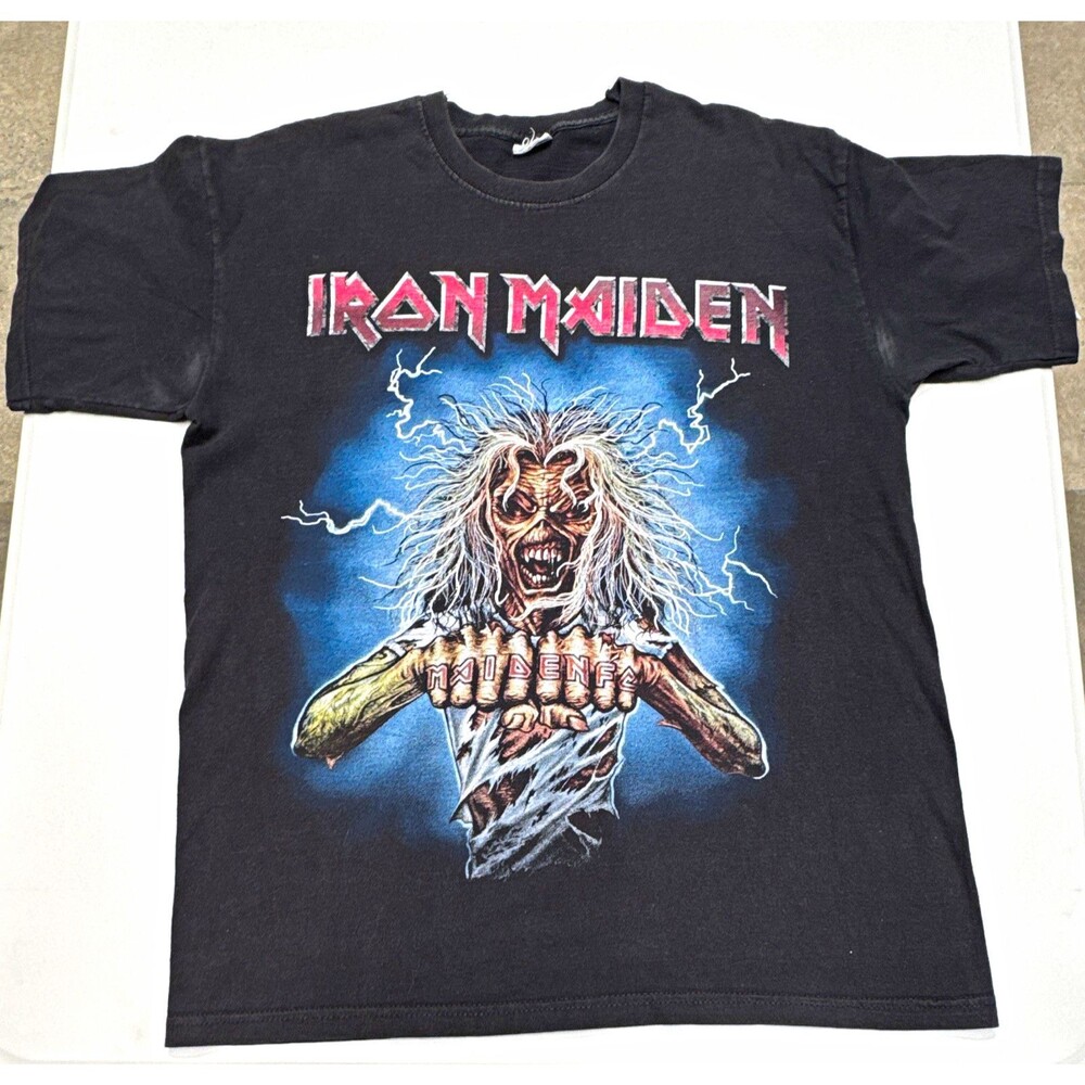 Iron Maiden Men's Black Graphic Logo Crew Neck Short Sleeve T-Shirt Size M